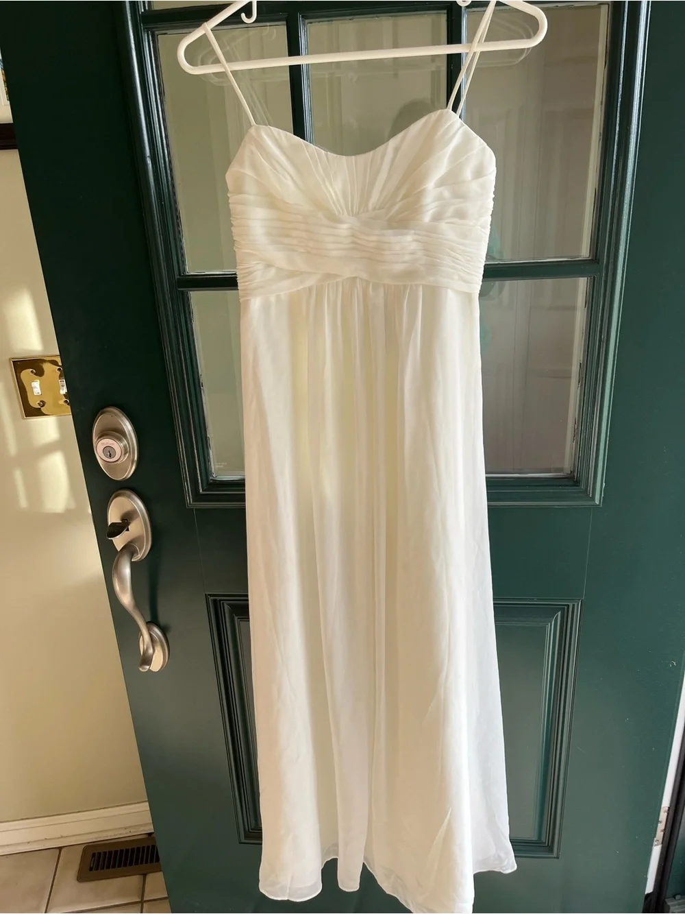 David's Bridal Ivory Spaghetti Strap Formal Dress for Girls - Picture 1 of 3
